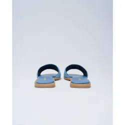 Sandalias en denim con branding de mujer