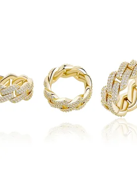 Iced Out Rhombus Cuban Link Ring Full Paved Hip Hop Unisex Index Finger Ring Personality Statement Party Jewelry Wholesale - Aliexpress - FashionsVida