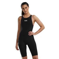 Venzo Solid Open Back Competition Swimsuit Onyx 27 Women