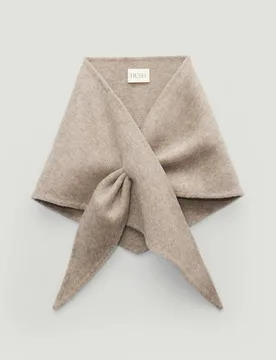Plain Contemporary Triangle Scarf with Wool Neutral female - hush - FashionsVida