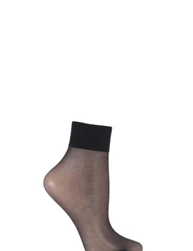 Pair Black Shelina 12 Denier Ultra Transparent Ankle Highs With Shimmer Ladies 5.5-8 Ladies - - Black - Size: Small - Falke - FashionsVida