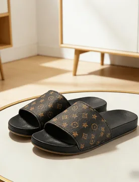 Par de pantuflas marrones para hombres, nuevas pantuflas de moda primavera/verano 2026 con diseño impreso especial, planas de EVA suave antideslizant - Shein - FashionsVida
