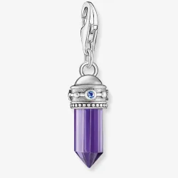 Women's Silver Purple Hexagon Amulet Charm 2047-348-13 - Purple - Size: One Size