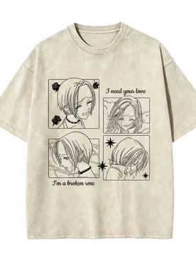 Washed Vintage Anime Black Stones Oosaki Nana I Need Your Love I'm A Broken Rose T-shirt Men Women Manga Y2k Gothic Rock T Shirt - Aliexpress - FashionsVida