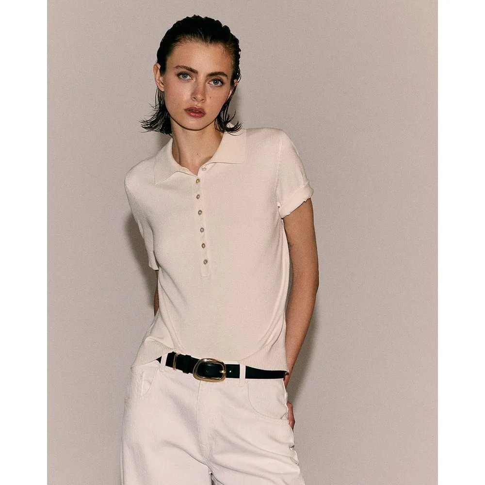 Jersey polo de mujer de manga corta - Sfera - FashionsVida