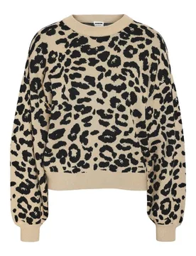 Strickpullover - NMCHARLOTT L/S O-NECK KNIT FWD NOOS - XS bis XL - für Damen - Größe S - leopard - Frauen - female - Noisy may - FashionsVida