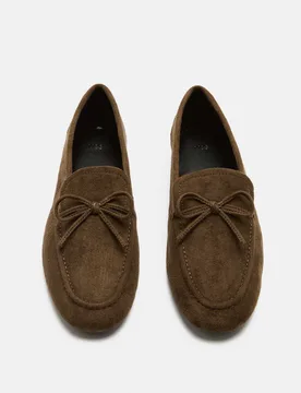 Bow Flat Loafer Pumps Olive female - M&S - FashionsVida