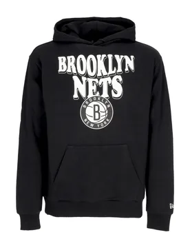 Felpa Leggera Cappuccio Uomo Nba Script Oversize Hoodie Bronet Black/white - New era - FashionsVida