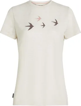 T-shirt de randonnée en laine de mérinos légère - W Merino 150 Tech Lite SS Tee Bird Transit Ecru Heather en Laine - Taille L - Beige - Icebreaker - FashionsVida