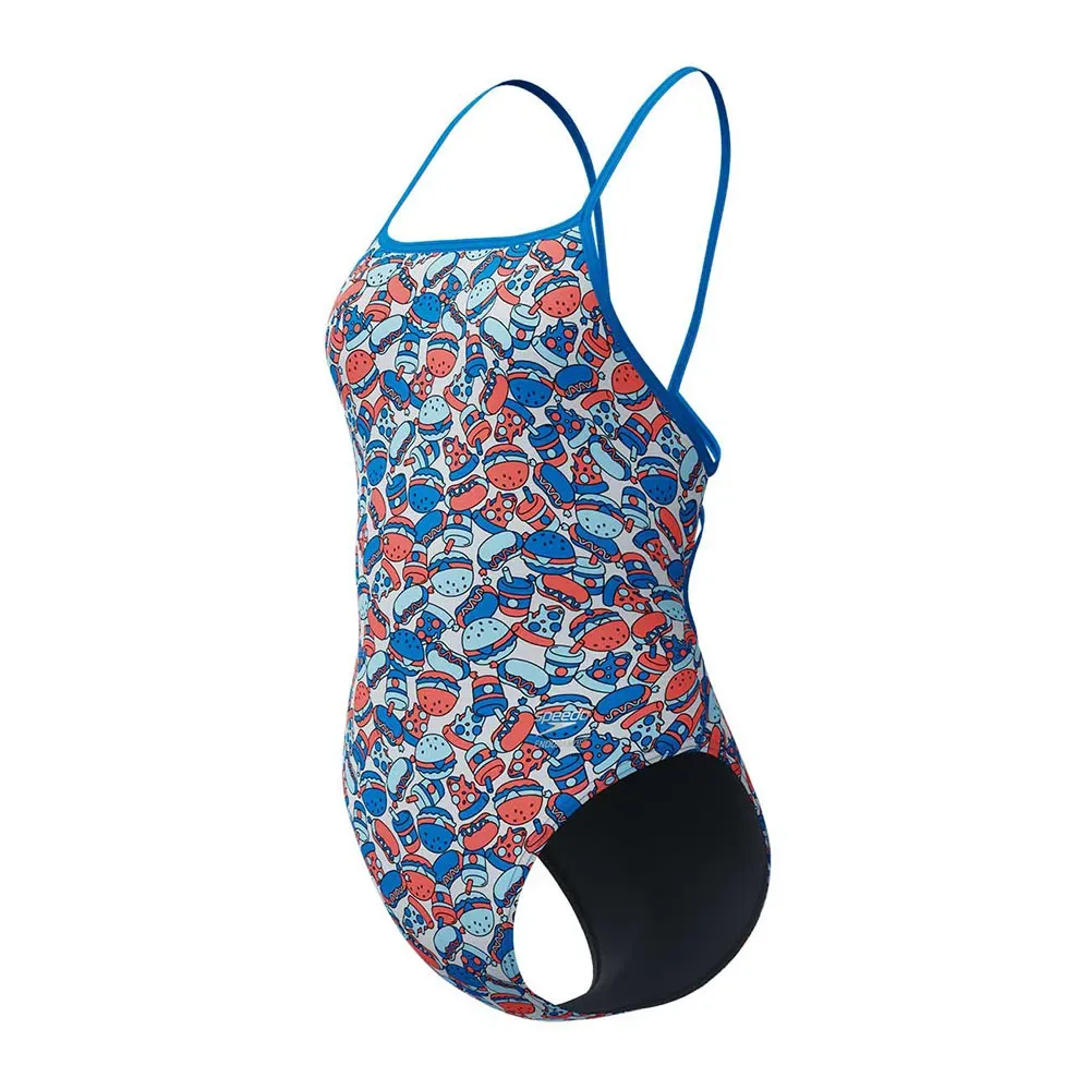 Fl Printed Web Back Swimsuit Fast Lane Feast / Lagoon Blue UK 26 Women - Speedo - FashionsVida