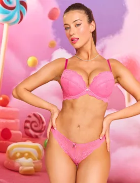 Mollie Lace Wired Plunge Bra (A-G) Pink female - Boux Avenue - FashionsVida