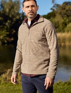 Snowdon' Mens Fleece Top Half Zip Breathable Quick Dry Sweater Brown - Size Medium - Mountain Warehouse - FashionsVida