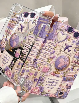 Funda Protectora para Tableta con Patrón de Mapa de Viaje, Avión, Coche y Señal de Carretera, Compatible con iPad 9.7/10.2/10.5/10.9/12.9/Pro 11, 1 - Shein - FashionsVida