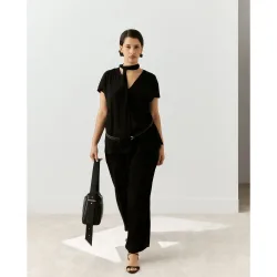 Pantalón fluido de mujer efecto arrugado