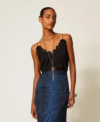 Twinset Top en satin avec broderie