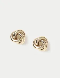 Gold Tone Knot Stud Earrings Gold female