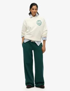 Superdry Damen Essential Jogginghose mit Logo und Weitem Bein Grün - Größe: 38 - 64.99 - FashionsVida