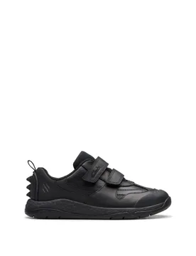 Kids' Leather Riptape Trainers (7 Small - 2.5 Large) Black male - Clarks - FashionsVida