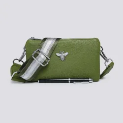 Women's Tessa Double Compartments Wide Strap Small Purse Messenger Bag in Green - Green - Size: One Size