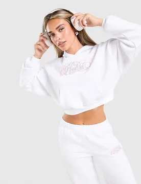 Womens Mono Boxy Overhead Hoodie - Bianco, bianco bianco Donna taglia XS - Hoodrich - FashionsVida