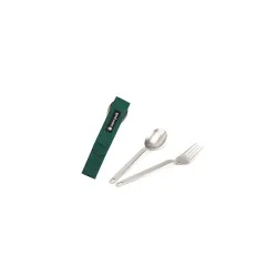 Titanium Fork & Spoon Set Grün