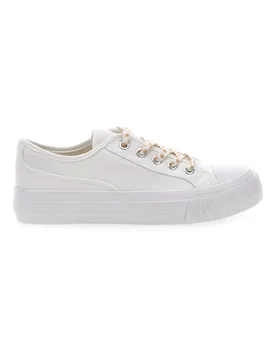 Sneakers Bianche in Tela con Lacci Colorati 1878 37 - ME & ME - FashionsVida