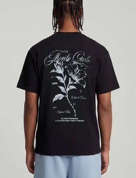 Herren Übergroßes Monte Carlo Geblümtes T-Shirt Mit Blumendruck Black Größe XL - boohooMAN - FashionsVida