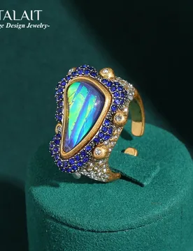 Vintage Opal Ring Natural Stone Blue Rhinestone Woman Luxury Quality Jewelry Trends 2025 Triangular Feet Party Accessories - Aliexpress - FashionsVida