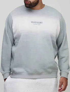 Herren Plus Limited Edition Print Spray Wash Regular Fit Pullover Charcoal Größe 2XL - boohooMAN - FashionsVida