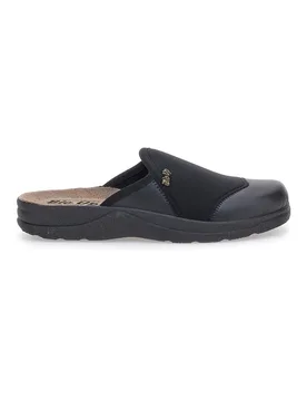 Pantofole nere con suola in vera pelle 641 43 - BIO UP - FashionsVida