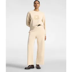 Pantalones de mujer palazzo en scuba mezcla modal cinturón elástico en contraste en la cintura con logos monogram