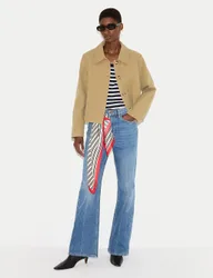 Pure Cotton Collared Cropped Trench Coat Beige female