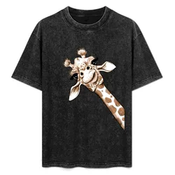 Sketch Giraffe Art T-Shirt Basic Simple Casual Short Sleeve Tee