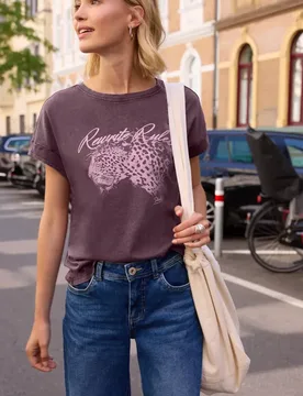 Street One Dropped Shoulder Shirt im Washed-Look female Lila - Street One Studio - FashionsVida