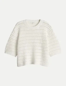 Kurzarmpullover Ploomina Weiß S - Opus - FashionsVida