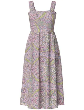 Vestido midi de tirantes ancho con estampado de flores de mujer - Pieces - FashionsVida