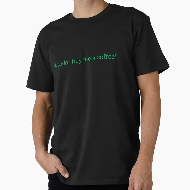 Sudo buy me a coffee command line Linux Operating System Graphic T‑Shirt Casual Short Sleeve Tees Geek IT Developer Fan Gift - Aliexpress - FashionsVida