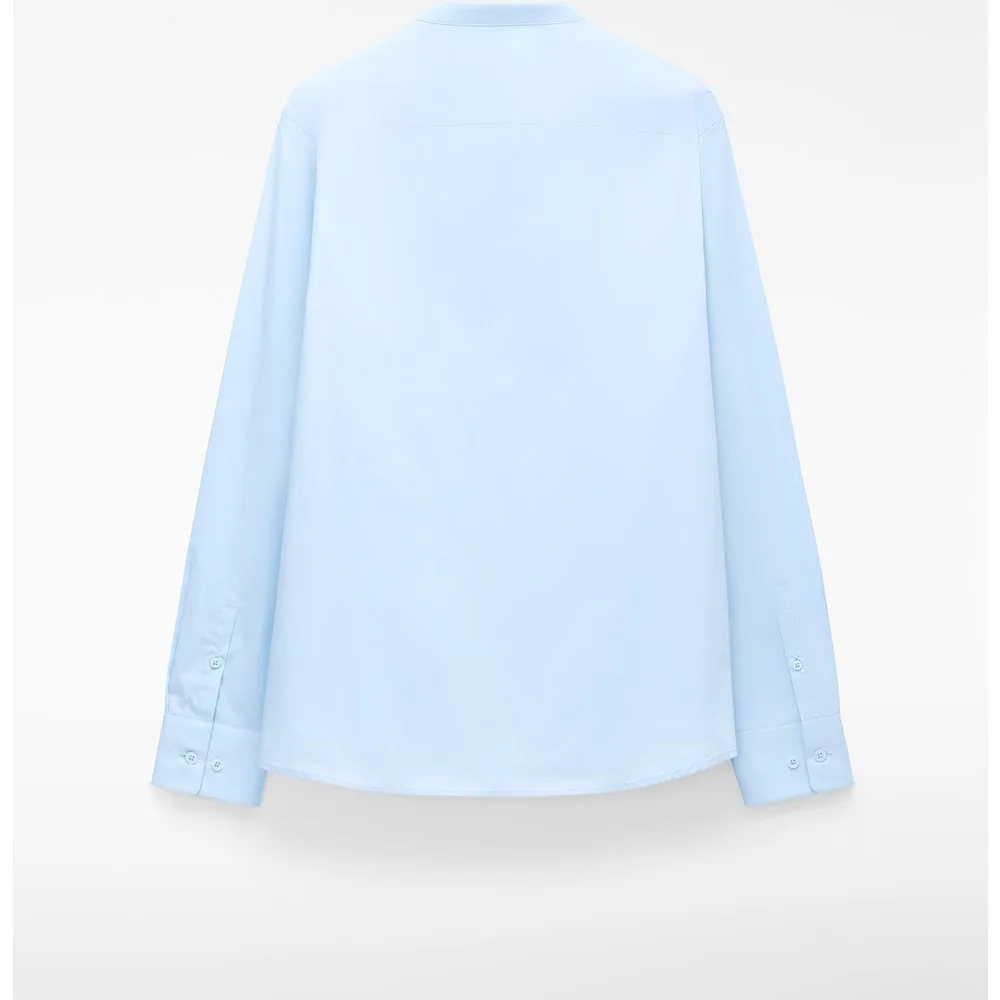 Camisa de hombre de algodón con cuello mao - Adolfo Dominguez - FashionsVida