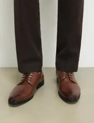 Faux Leather Derby Shoes Tan male