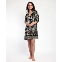 Vestido de manga francesa de tela popelín corto