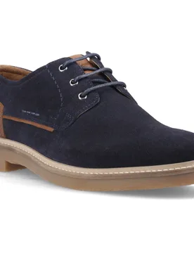 Guy Leather Mens Navy Lace-Up Shoes - Size Uk 9 - Hush puppies - FashionsVida
