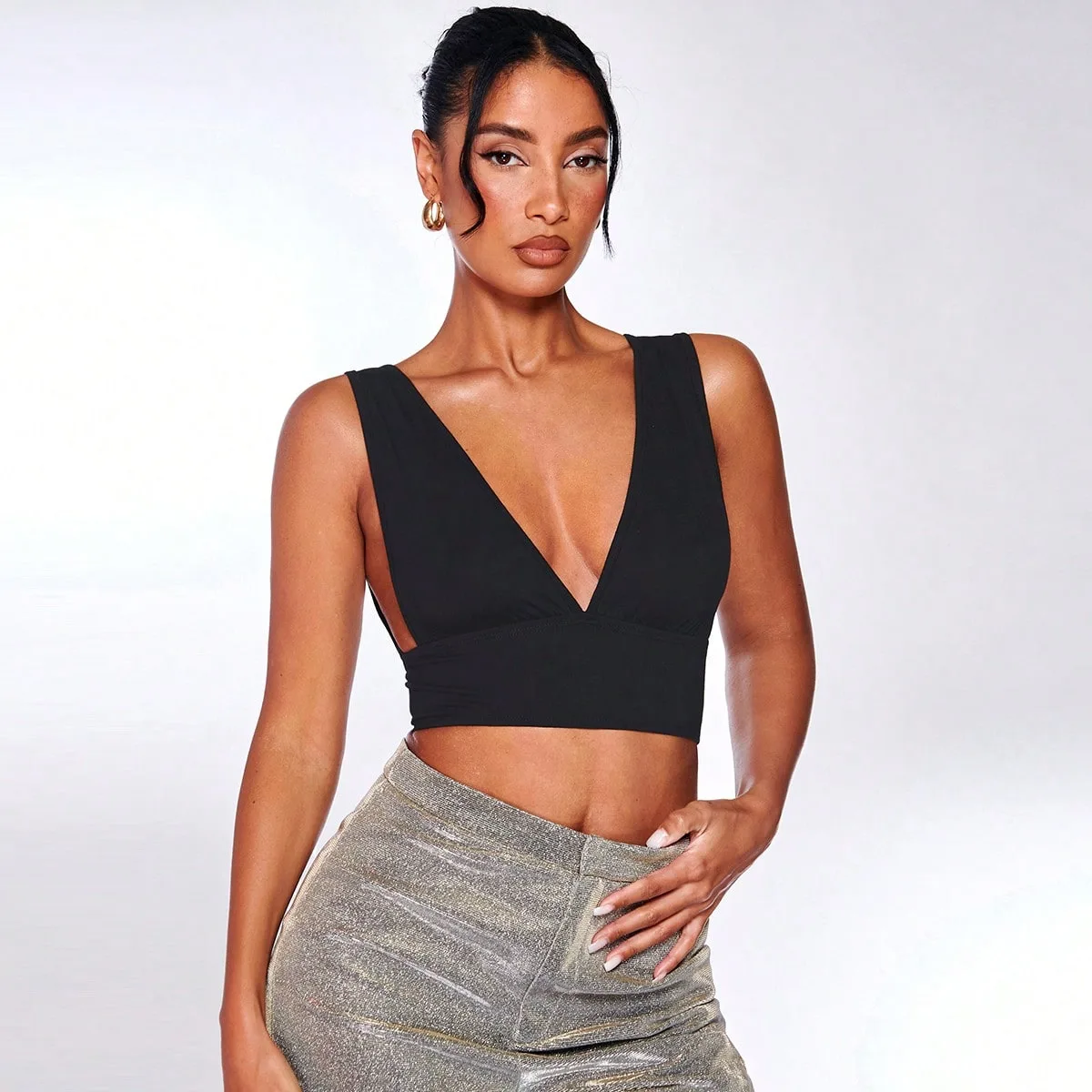 SHEIN Top tank corto unicolor S - Shein - FashionsVida