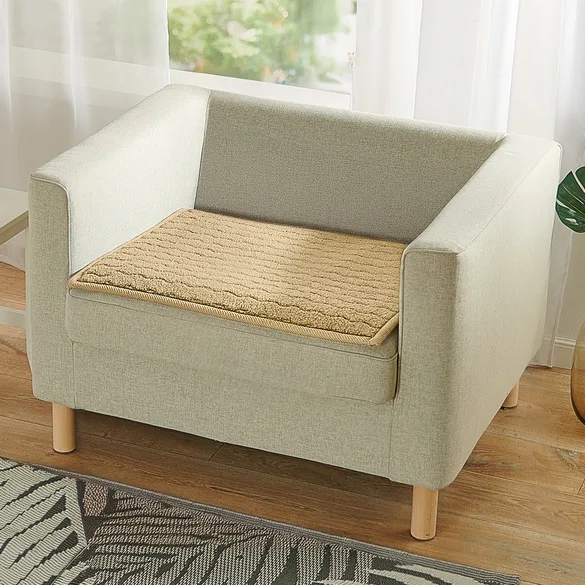 Sessel-Sitzauflage mit Teddy-Fleece creme - Eldo - FashionsVida