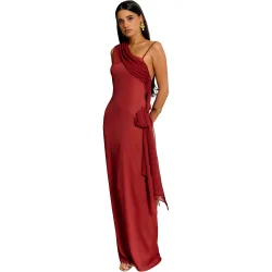 Vestido largo de corte recto con escote asimétrico