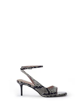 Women's 'Manella' Snake Print Heeled Sandals in Grey Size: 3 - Grey - Size: 3 - Moda in Pelle - FashionsVida