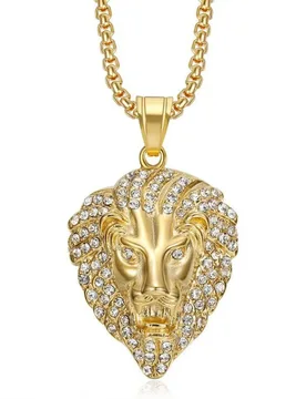 Punk Iced Out Bling Lion Head Pendant Gold Silver Color Stainless Steel Animal Necklace for Women Men Cool Fashion Jewelry Gift - Aliexpress - FashionsVida