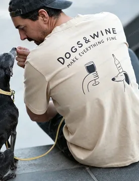 Dogs & Wine Make Everything Fine T-Shirt Men Wine Glass & Dog Graphic Tees Short Sleeve Cotton Tops Funny Pet Lover Quote Shirts - Aliexpress - FashionsVida