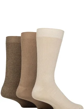 Mens 3 Pair Bamboo Leisure Socks Beige / Brown 7-11 - Assorted - Size: 7-11 Mens - Glenmuir - FashionsVida