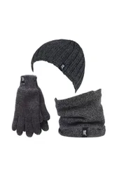 Mens Thick Thermal Hat & Glove Set - - Size: M-L