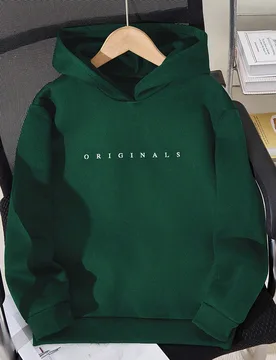 Sudadera holgada casual de manga larga con estampado de letras estilo vaquero y streetwear kawaii para niños preadolescentes, verde oscuro, para oto? - Shein - FashionsVida